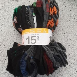 New Wonder Nation Boys' Assorted Color No Show Socks - 15 Pair Pack, Sz 3-9